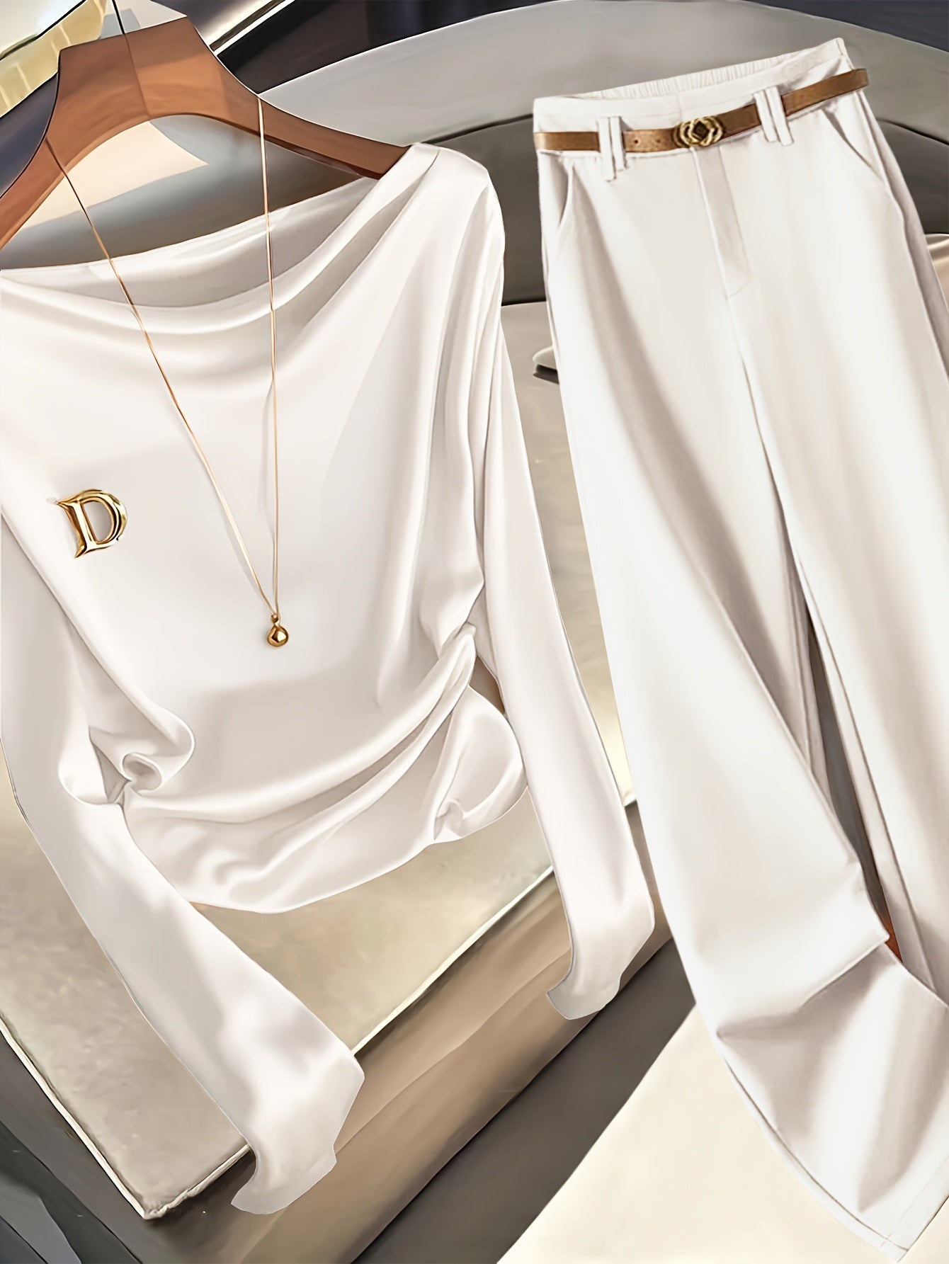 Dominique™ | Premium Ensemble Haut Manches Longues et Pantalon Slim – Look Élégant Polyvalent