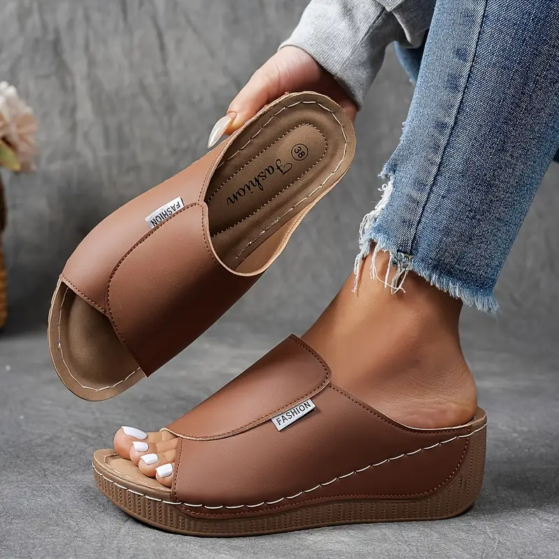 Calma™ | Slides confortables avec soutien de la voûte plantaire – Sandales femme unies – Respirantes