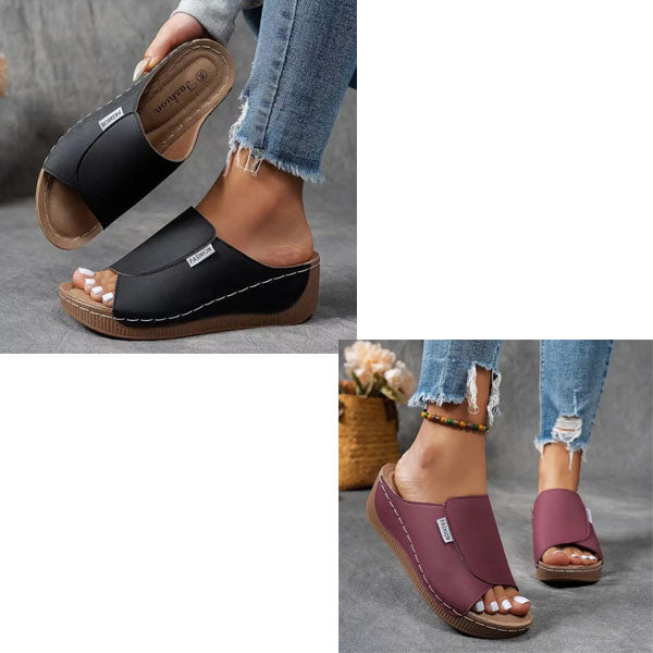 Calma™ | Slides confortables avec soutien de la voûte plantaire – Sandales femme unies – Respirantes