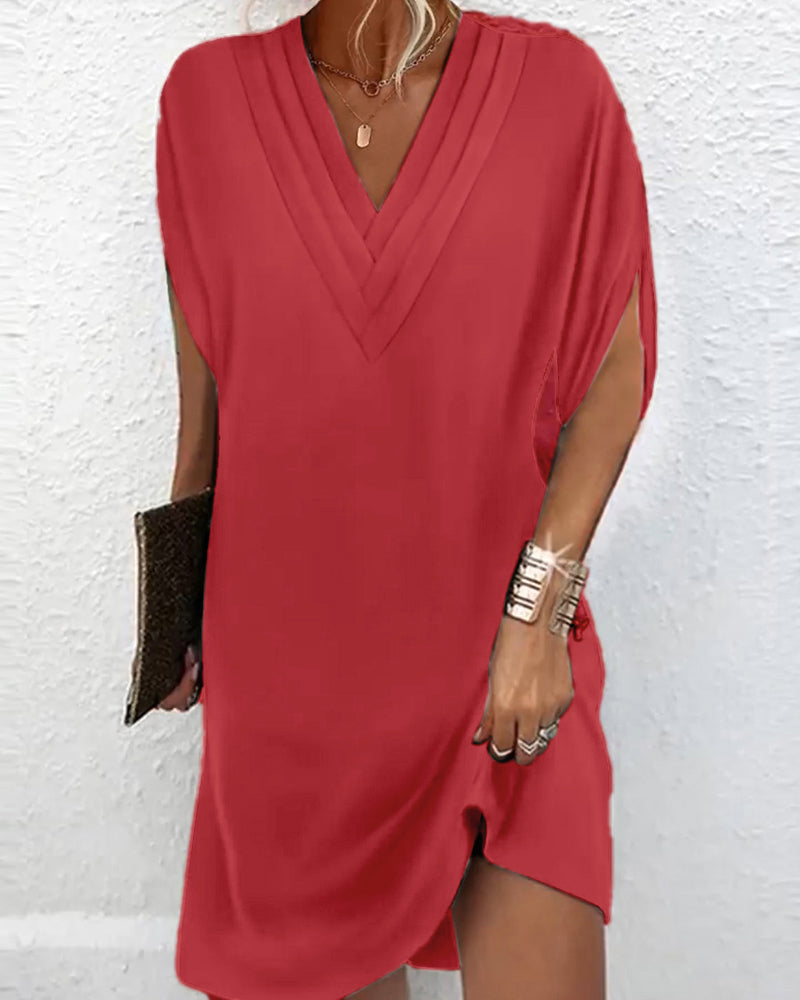 Jannie™ | Robe Chic à Manches Fendues Unies