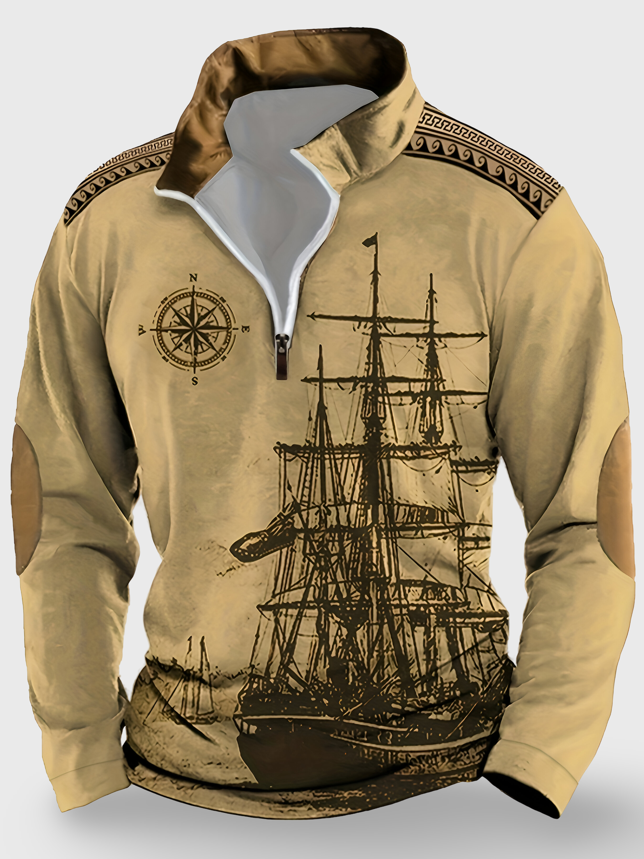 Dorian™ | Sweat Henley imprimé bateau