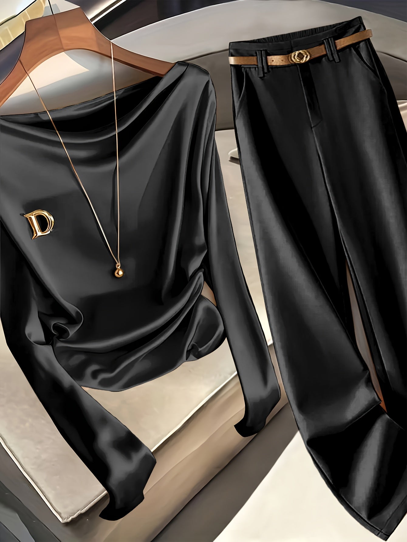 Dominique™ | Premium Ensemble Haut Manches Longues et Pantalon Slim – Look Élégant Polyvalent