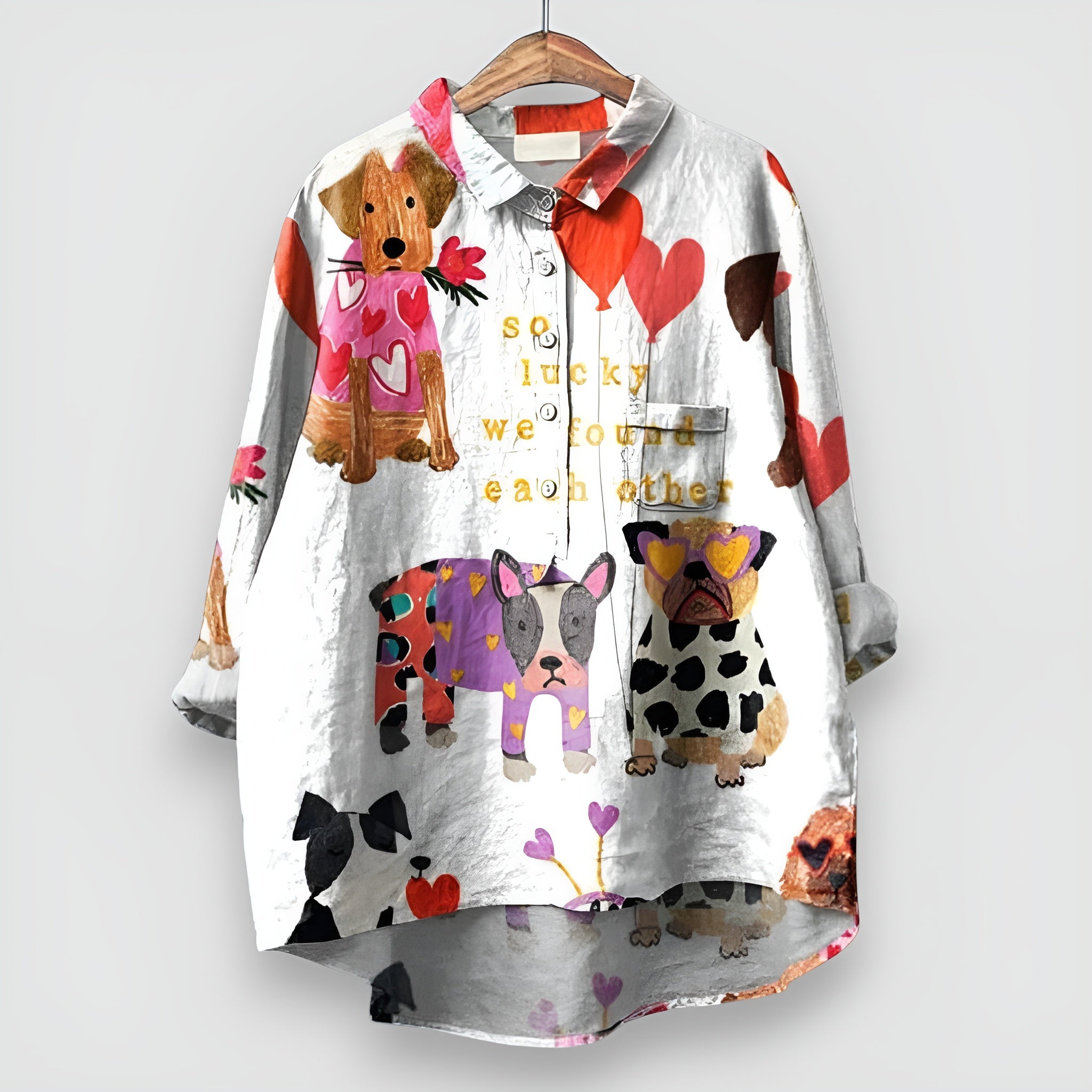 Kathrin™ | Chemise Femme avec Imprimé de Chien