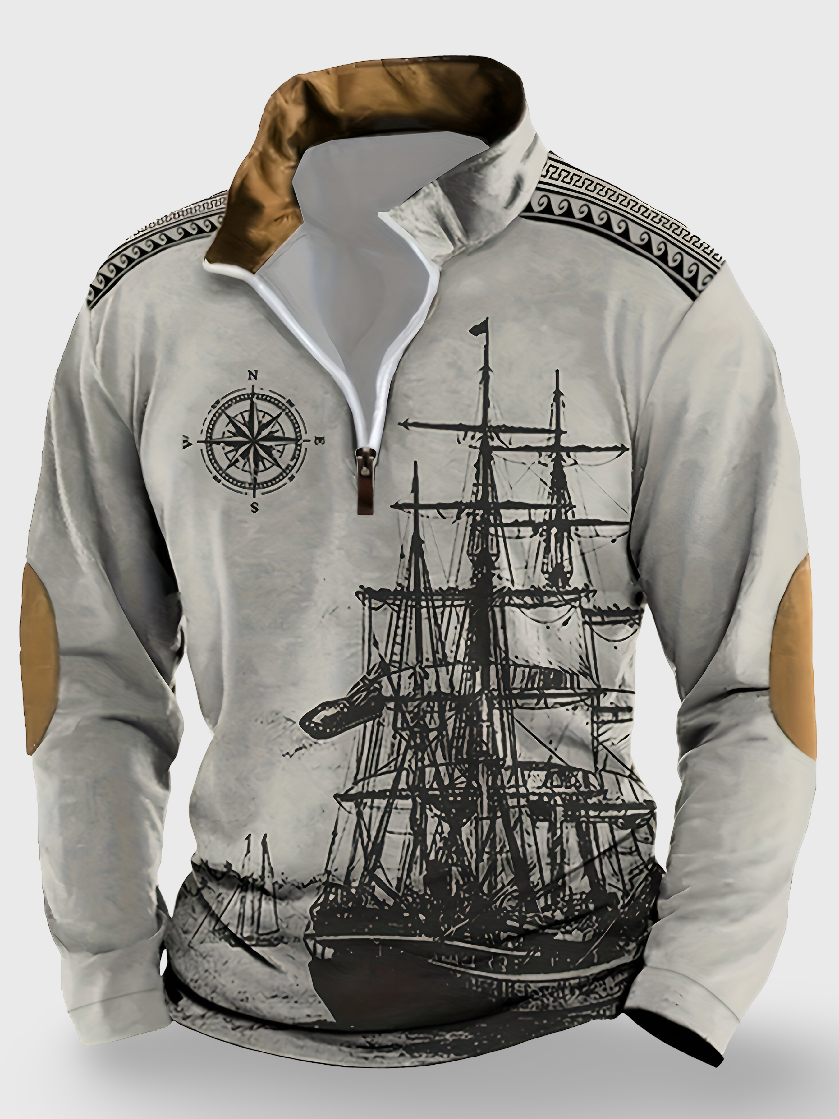Dorian™ | Sweat Henley imprimé bateau
