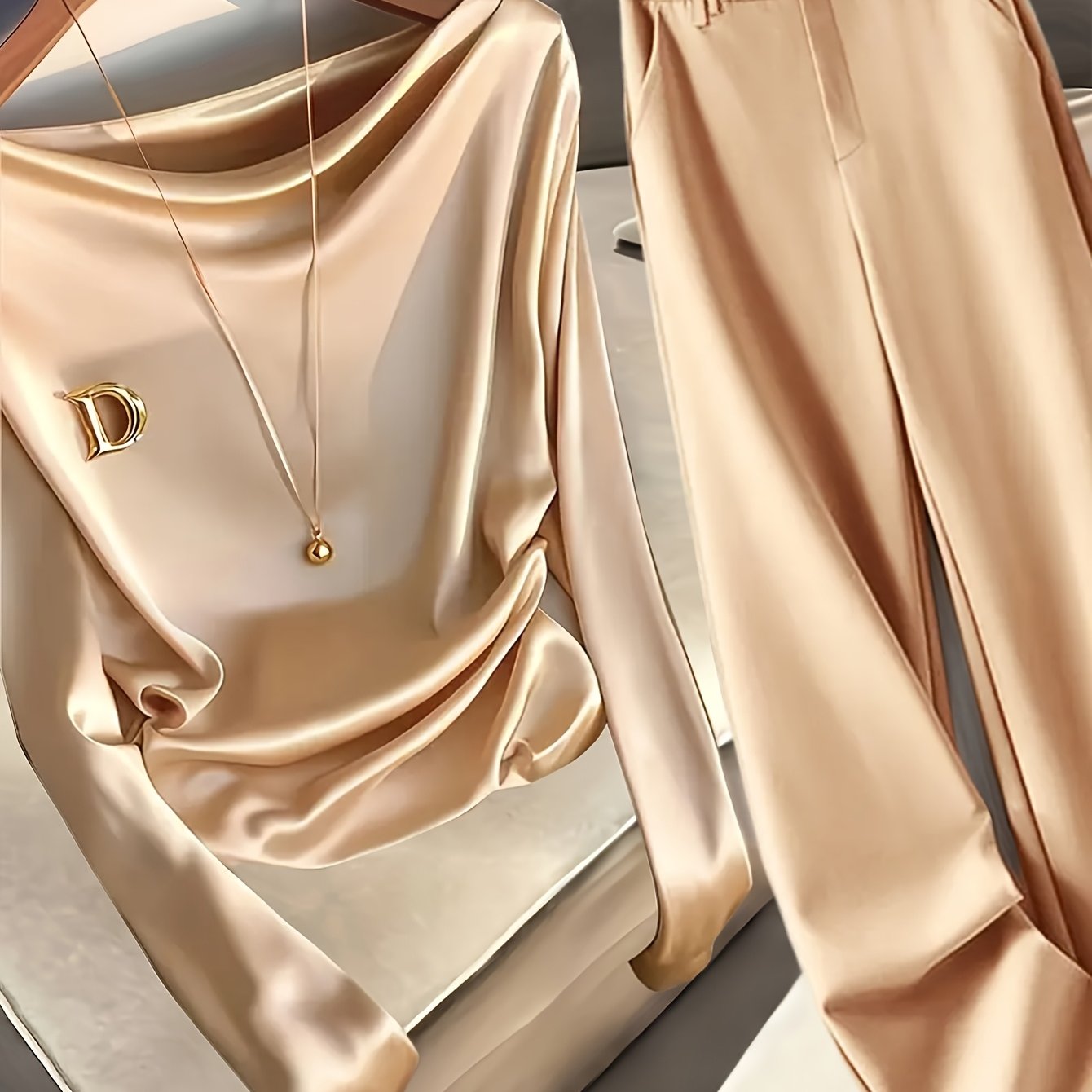 Dominique™ | Premium Ensemble Haut Manches Longues et Pantalon Slim – Look Élégant Polyvalent