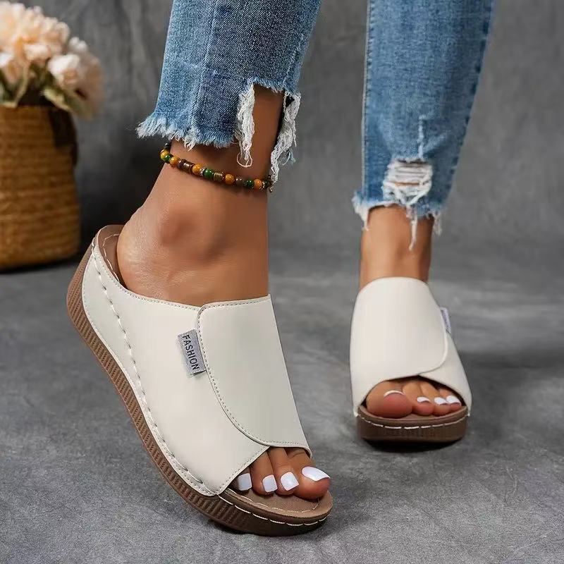 Calma™ | Slides confortables avec soutien de la voûte plantaire – Sandales femme unies – Respirantes