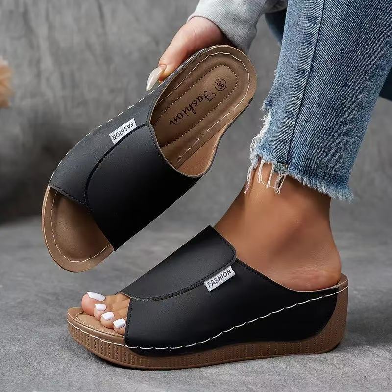 Calma™ | Slides confortables avec soutien de la voûte plantaire – Sandales femme unies – Respirantes