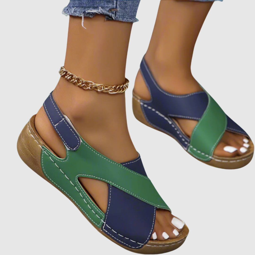 Hildegard™ | Sandales bicolores en cuir