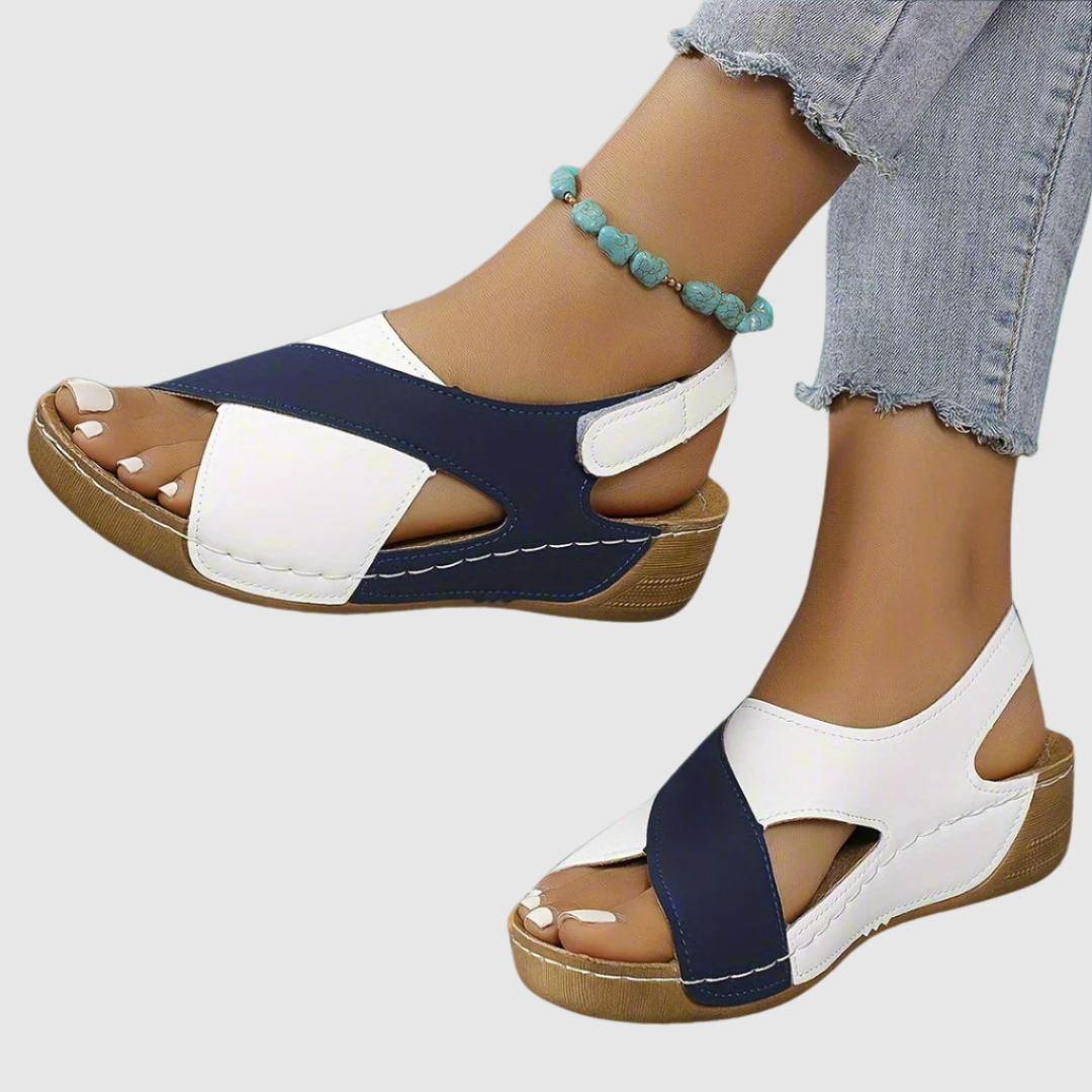 Hildegard™ | Sandales bicolores en cuir