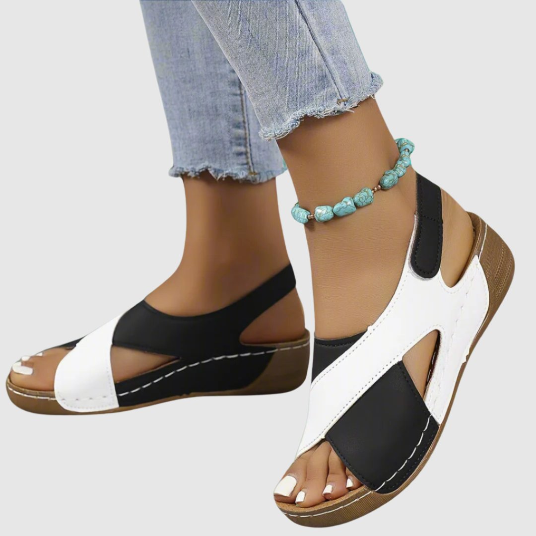 Hildegard™ | Sandales bicolores en cuir