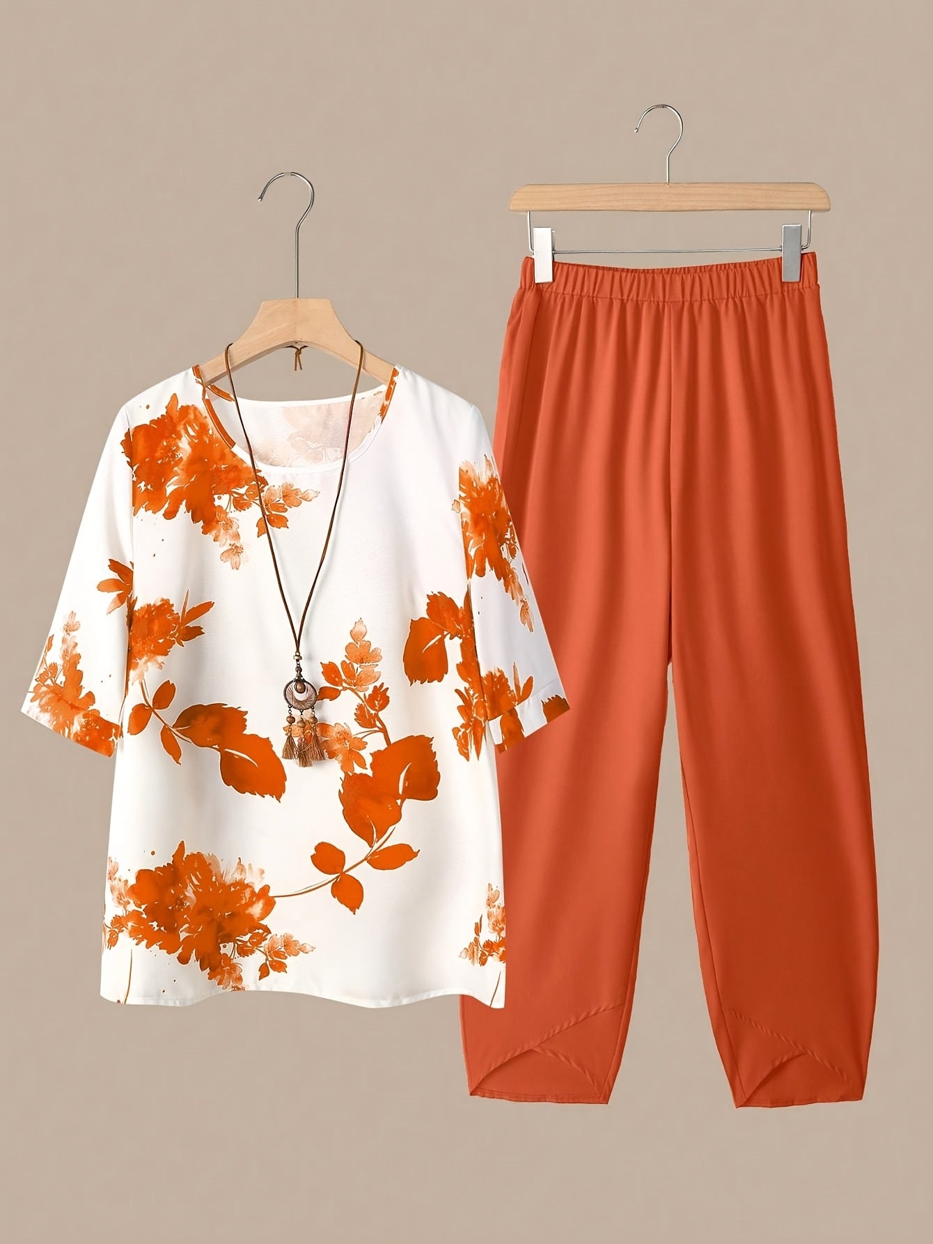 Amara™ | Ensemble Haut Manches Courtes et Pantalon Imprimé Fleurs – Look Élégant Printemps/Automne