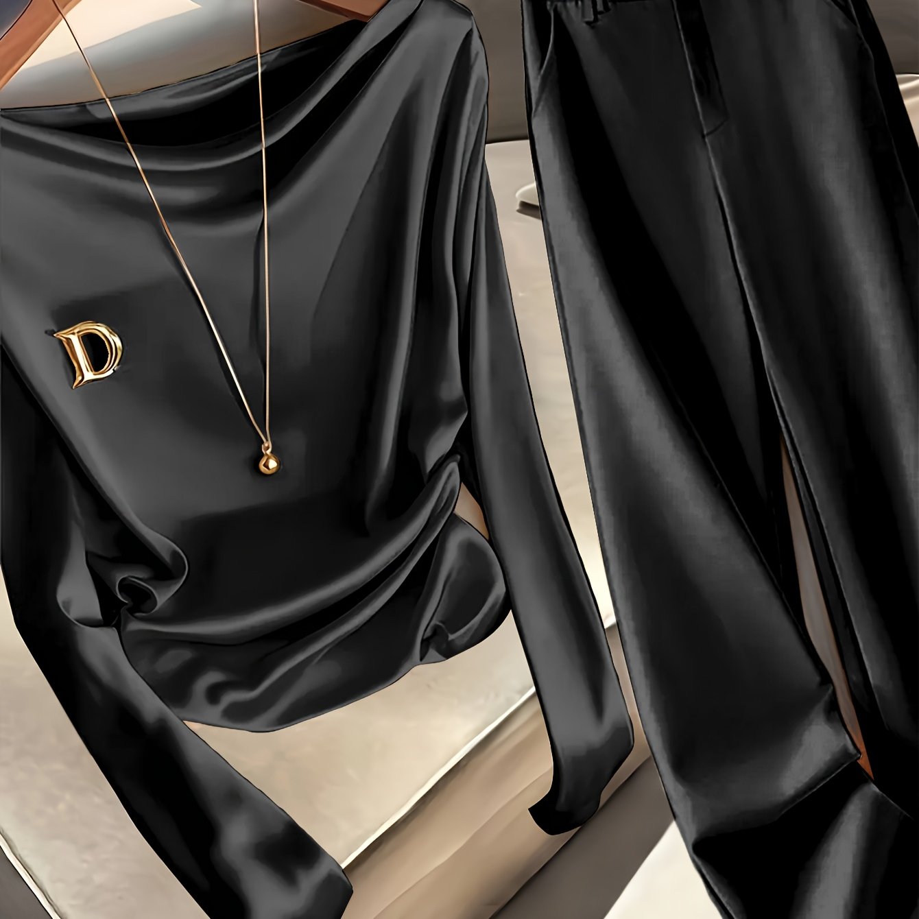 Dominique™ | Premium Ensemble Haut Manches Longues et Pantalon Slim – Look Élégant Polyvalent