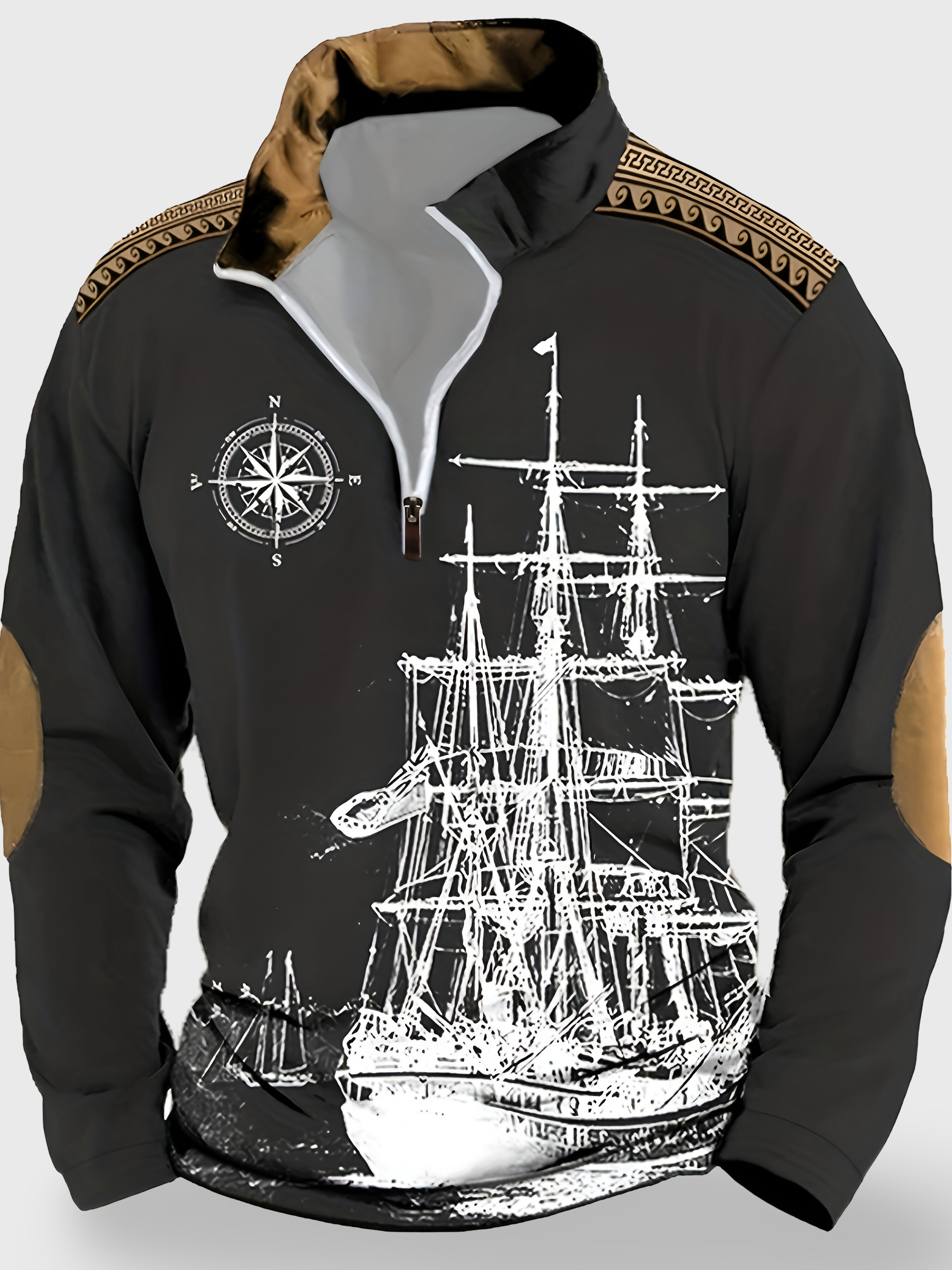 Dorian™ | Sweat Henley imprimé bateau