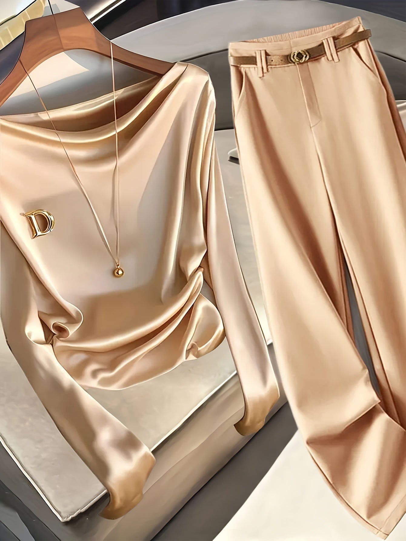Dominique™ | Premium Ensemble Haut Manches Longues et Pantalon Slim – Look Élégant Polyvalent