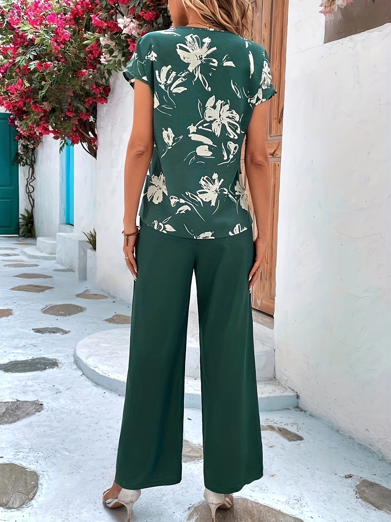 Aurélie™ | Ensemble Tailleur Élégant avec Imprimé Fleurs – Look Décontracté et Raffiné