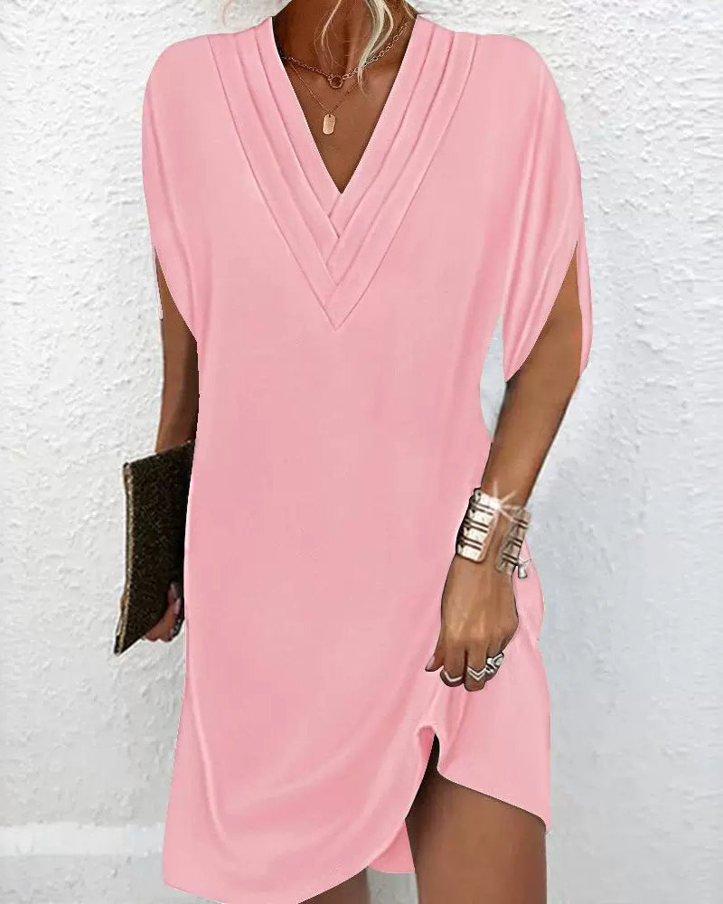 Jannie™ | Robe Chic à Manches Fendues Unies