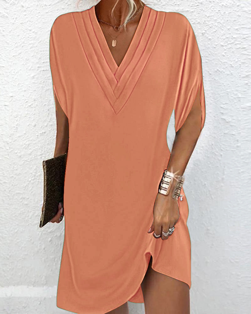 Jannie™ | Robe Chic à Manches Fendues Unies