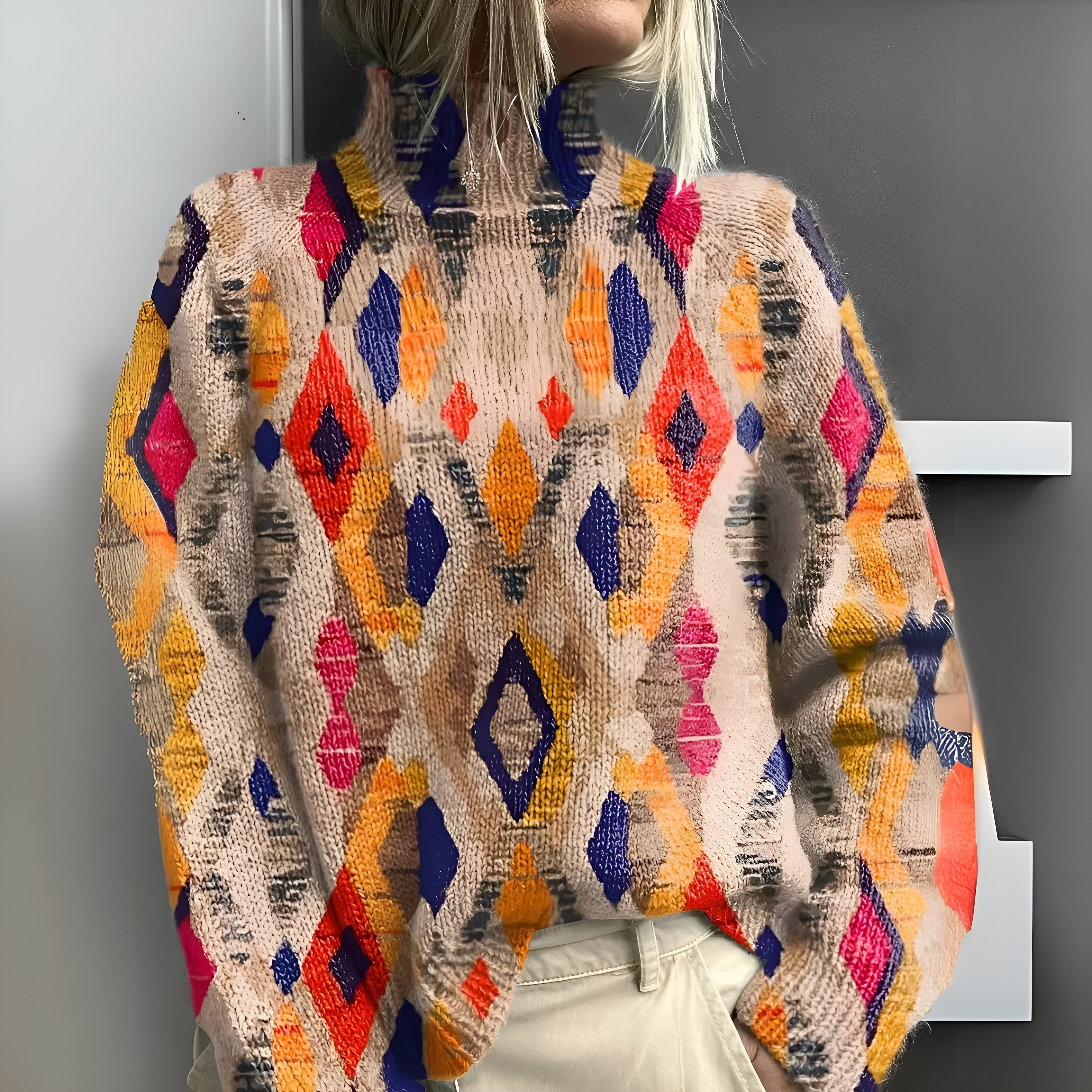 ÉDITH™ | Pull Col Roulé Patchwork (1+1 offert)