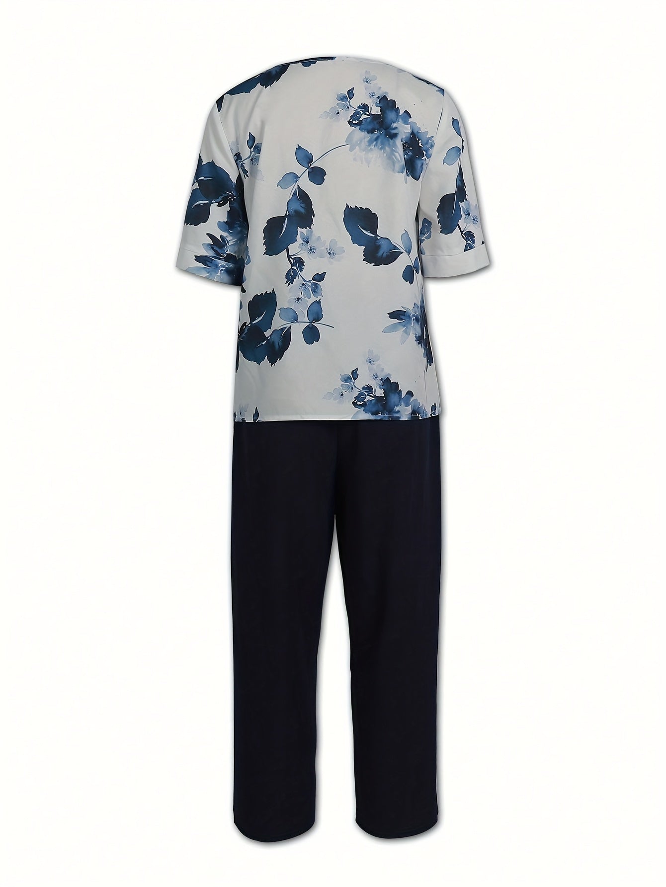 Amara™ | Ensemble Haut Manches Courtes et Pantalon Imprimé Fleurs – Look Élégant Printemps/Automne