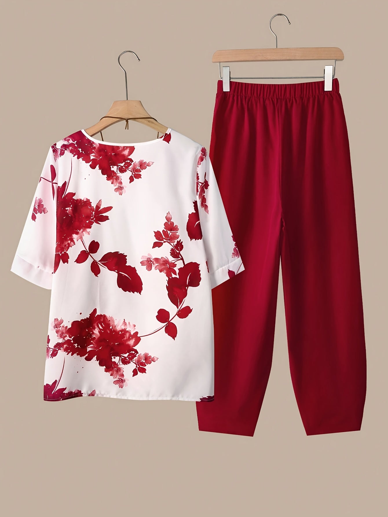 Amara™ | Ensemble Haut Manches Courtes et Pantalon Imprimé Fleurs – Look Élégant Printemps/Automne