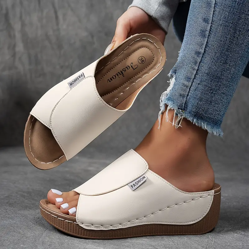 Calma™ | Slides confortables avec soutien de la voûte plantaire – Sandales femme unies – Respirantes