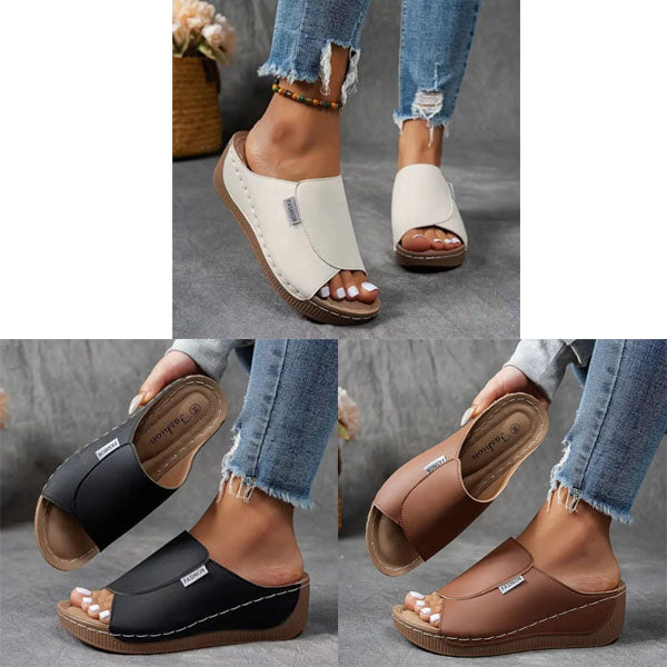 Calma™ | Slides confortables avec soutien de la voûte plantaire – Sandales femme unies – Respirantes