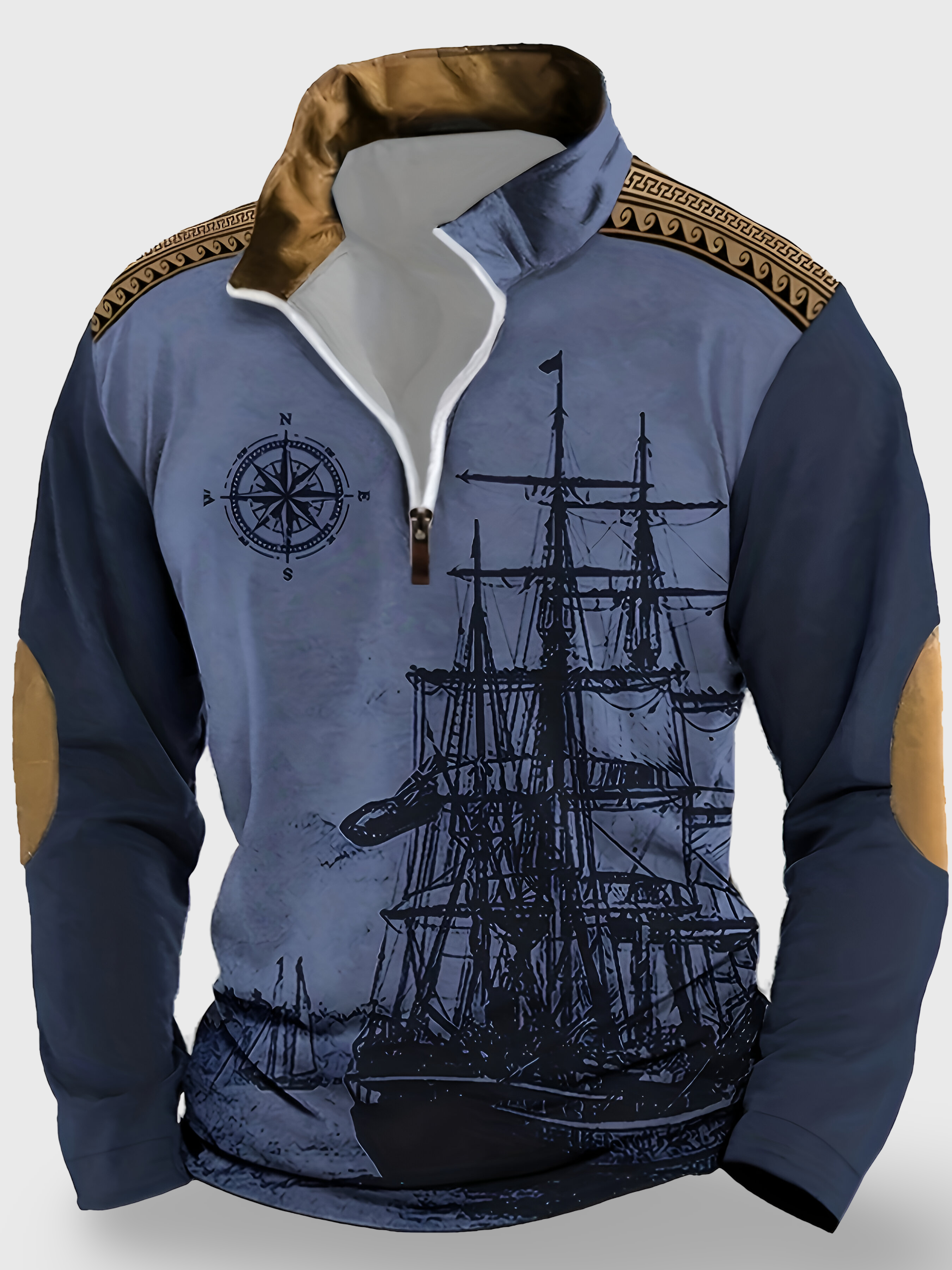 Dorian™ | Sweat Henley imprimé bateau