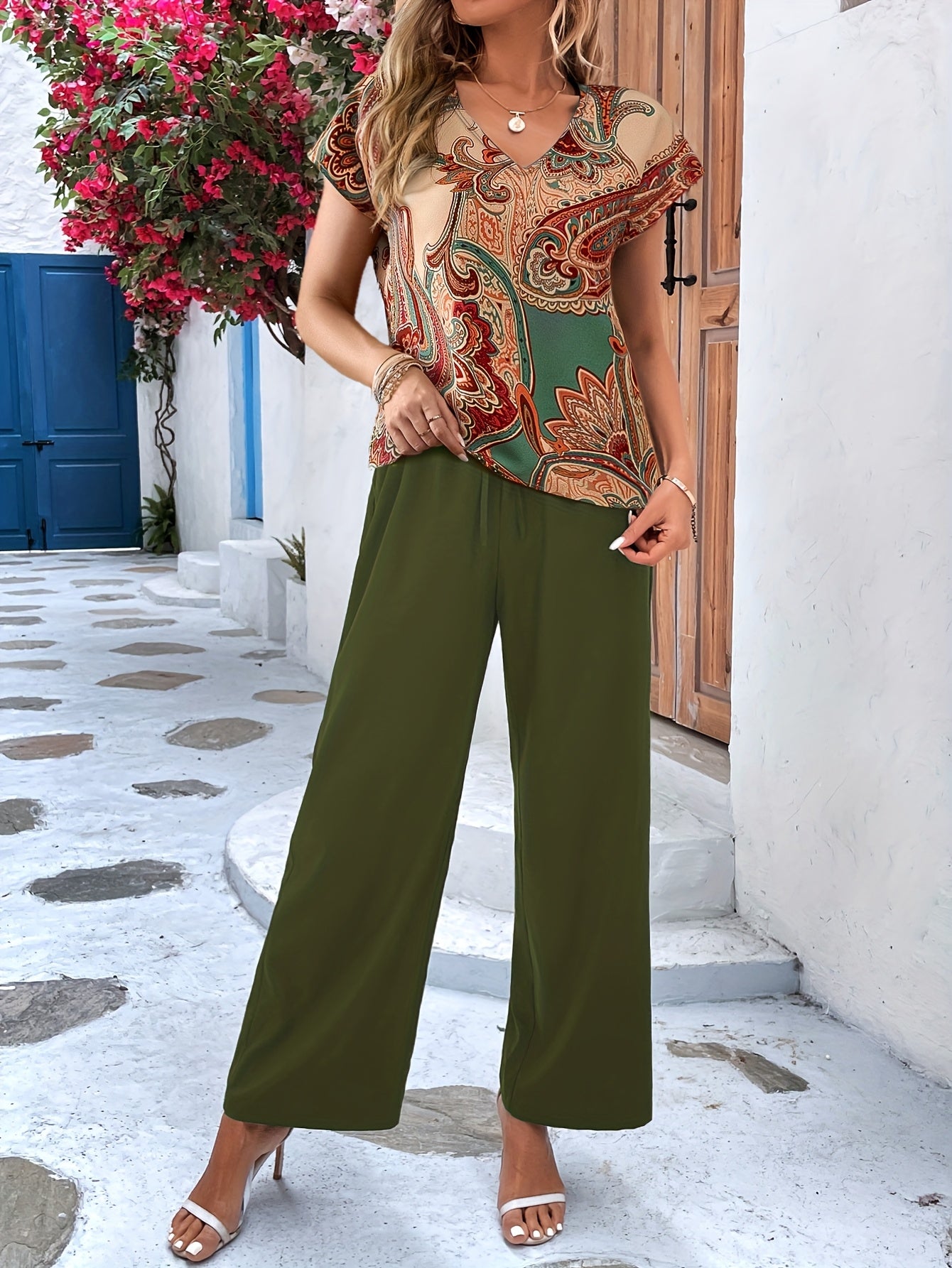 Aurélie™ | Ensemble Tailleur Élégant avec Imprimé Fleurs – Look Décontracté et Raffiné