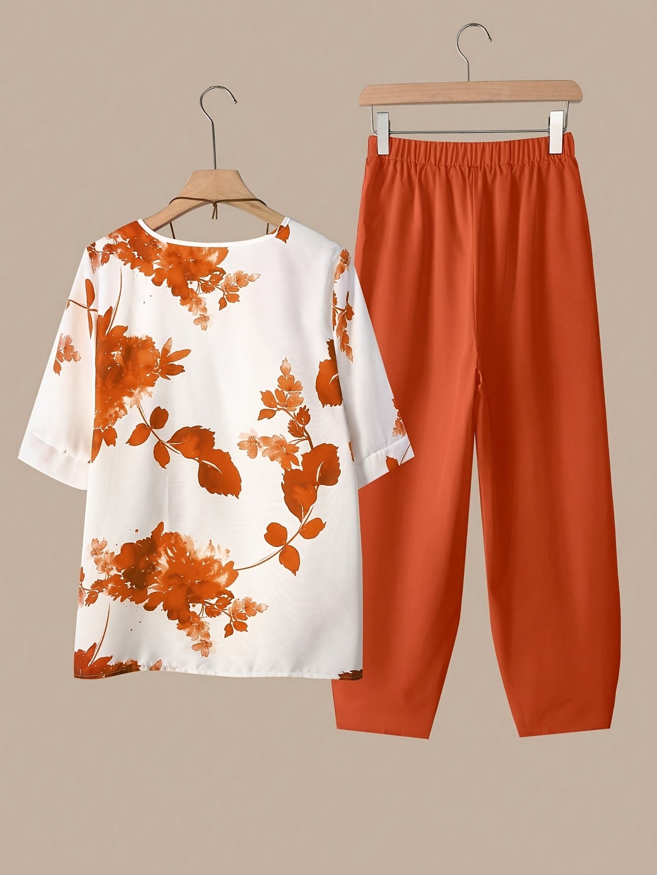Amara™ | Ensemble Haut Manches Courtes et Pantalon Imprimé Fleurs – Look Élégant Printemps/Automne
