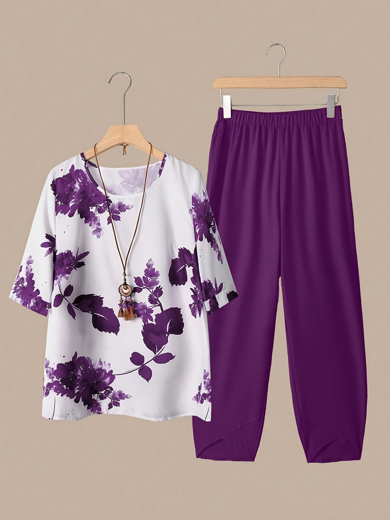Amara™ | Ensemble Haut Manches Courtes et Pantalon Imprimé Fleurs – Look Élégant Printemps/Automne