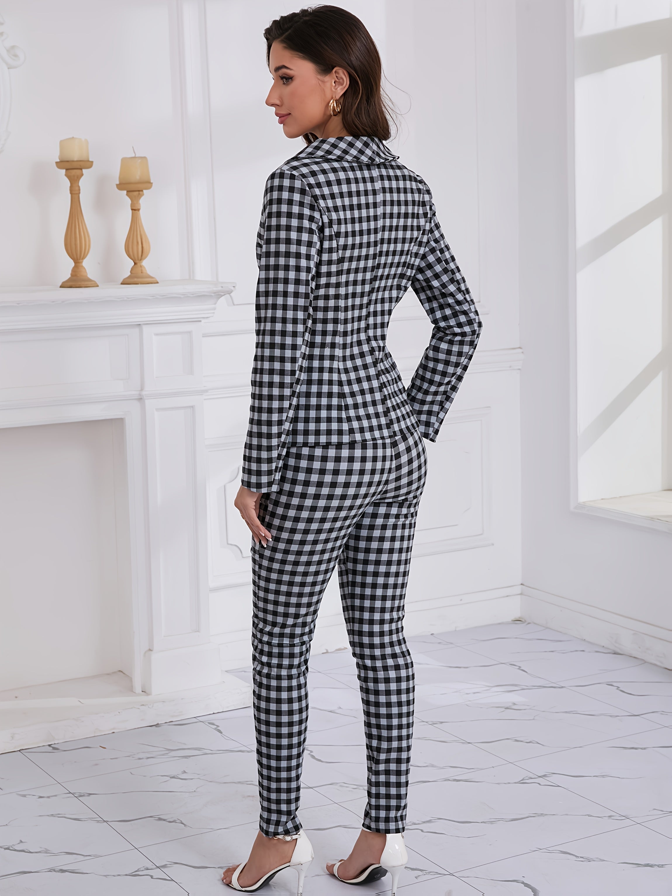 Amélie™ | PREMIUM Ensemble Blazer à Carreaux & Pantalon – Look Élégant Printemps/Hiver