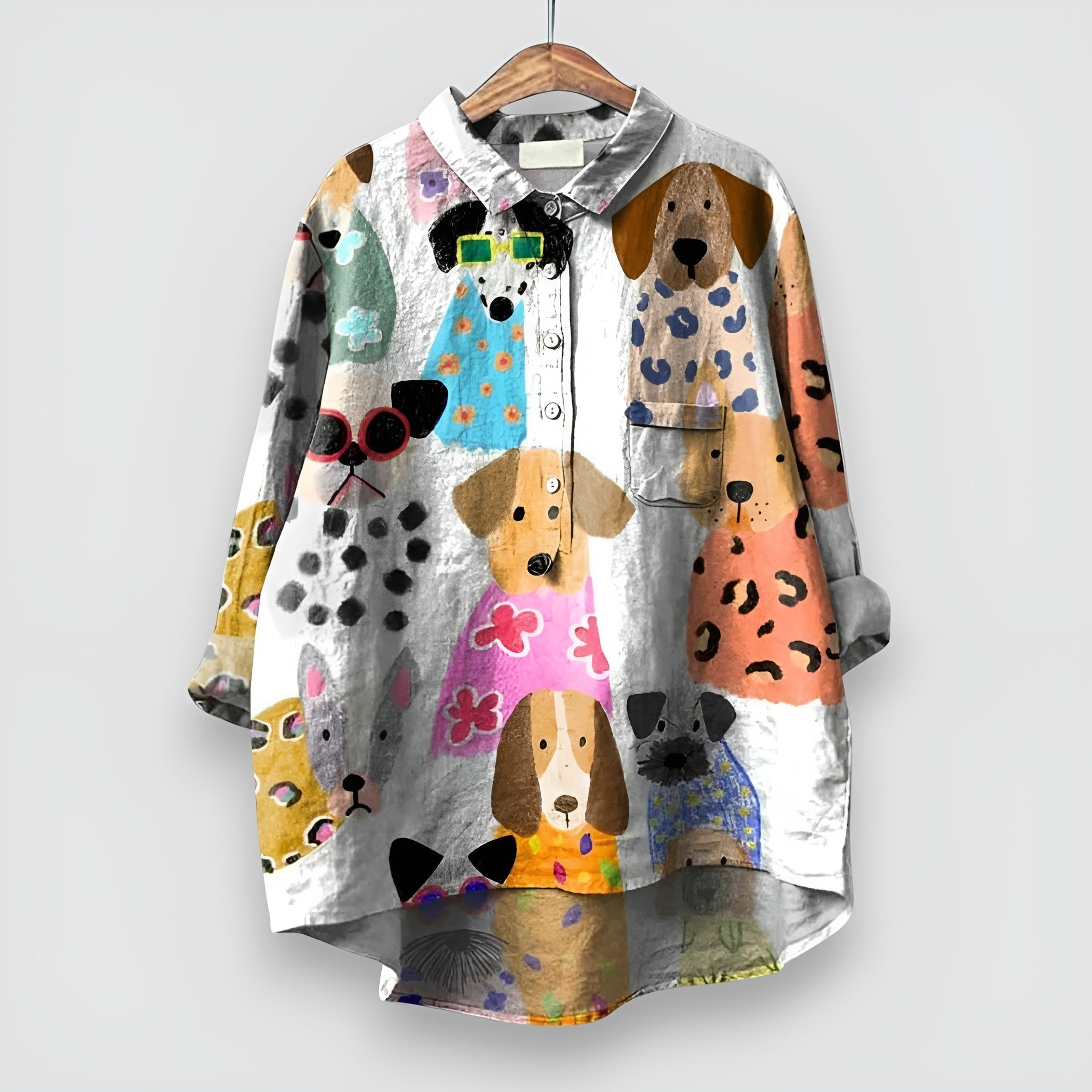 Kathrin™ | Chemise Femme avec Imprimé de Chien