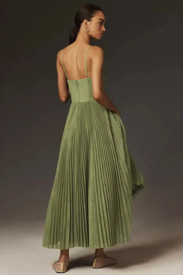 Élodie™ | Robe Midi Fit & Flare en Tulle Plissé