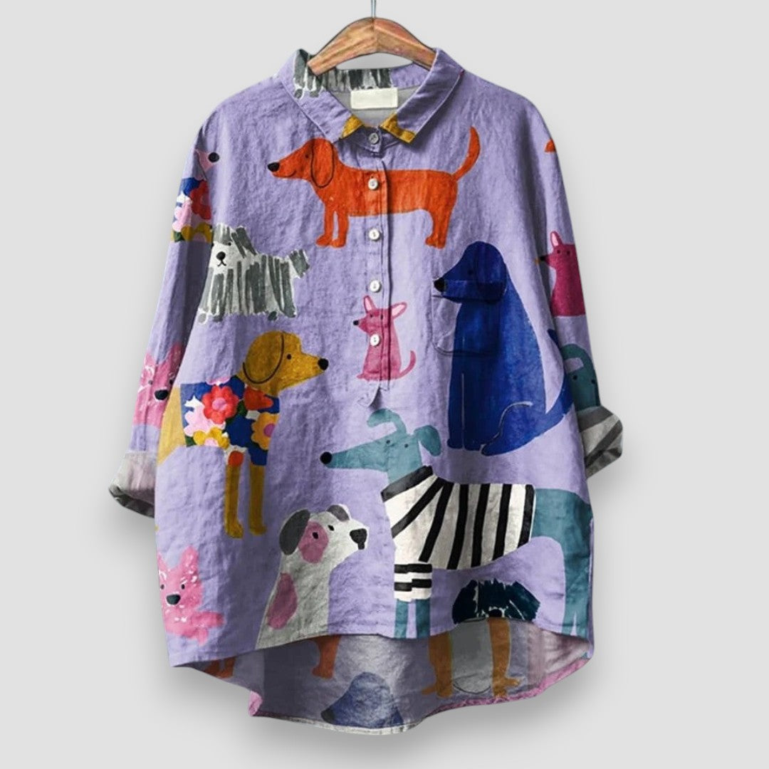 Kathrin™ | Chemise Femme avec Imprimé de Chien
