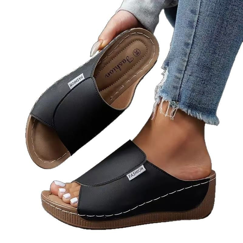 Calma™ | Slides confortables avec soutien de la voûte plantaire – Sandales femme unies – Respirantes