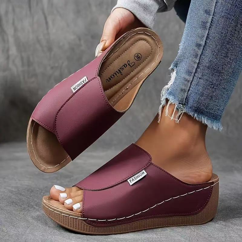 Calma™ | Slides confortables avec soutien de la voûte plantaire – Sandales femme unies – Respirantes