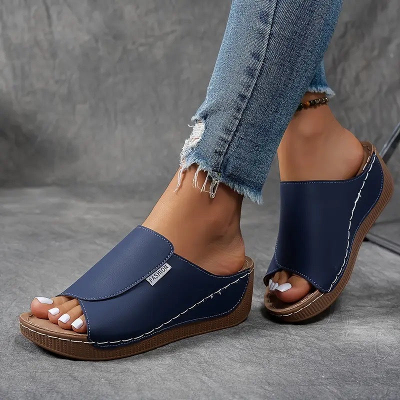 Calma™ | Slides confortables avec soutien de la voûte plantaire – Sandales femme unies – Respirantes