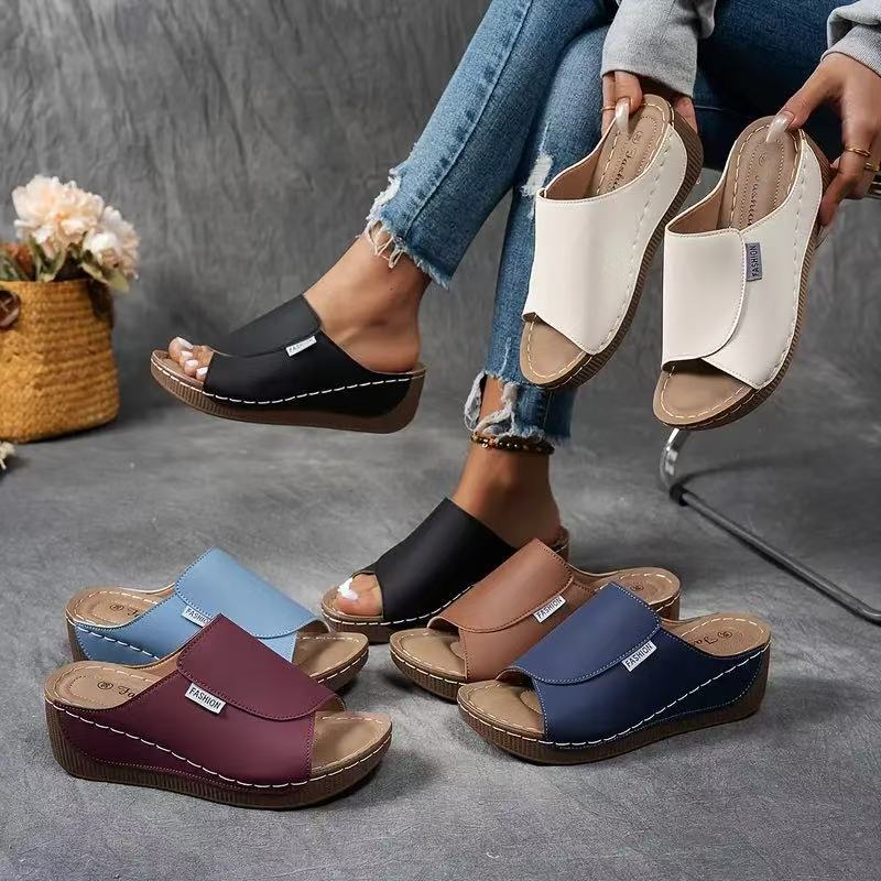 Calma™ | Slides confortables avec soutien de la voûte plantaire – Sandales femme unies – Respirantes