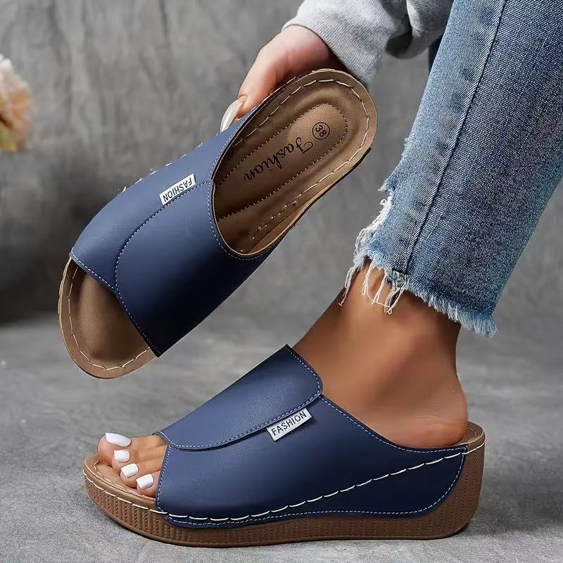 Calma™ | Slides confortables avec soutien de la voûte plantaire – Sandales femme unies – Respirantes