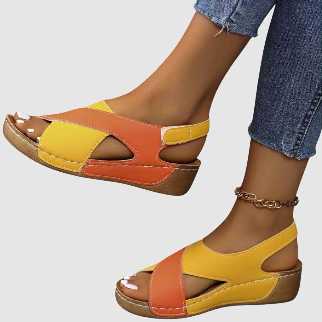 Hildegard™ | Sandales bicolores en cuir