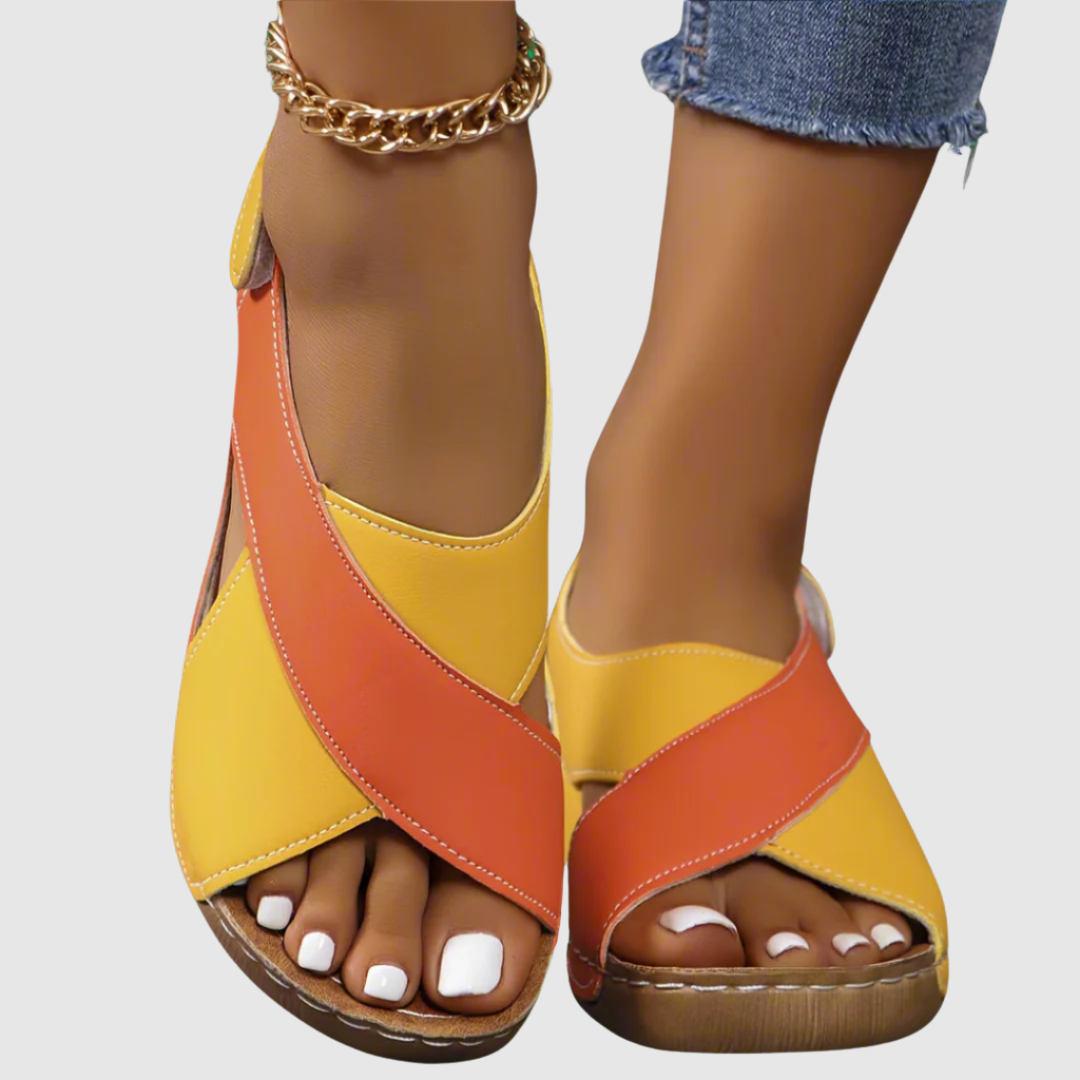 Hildegard™ | Sandales bicolores en cuir