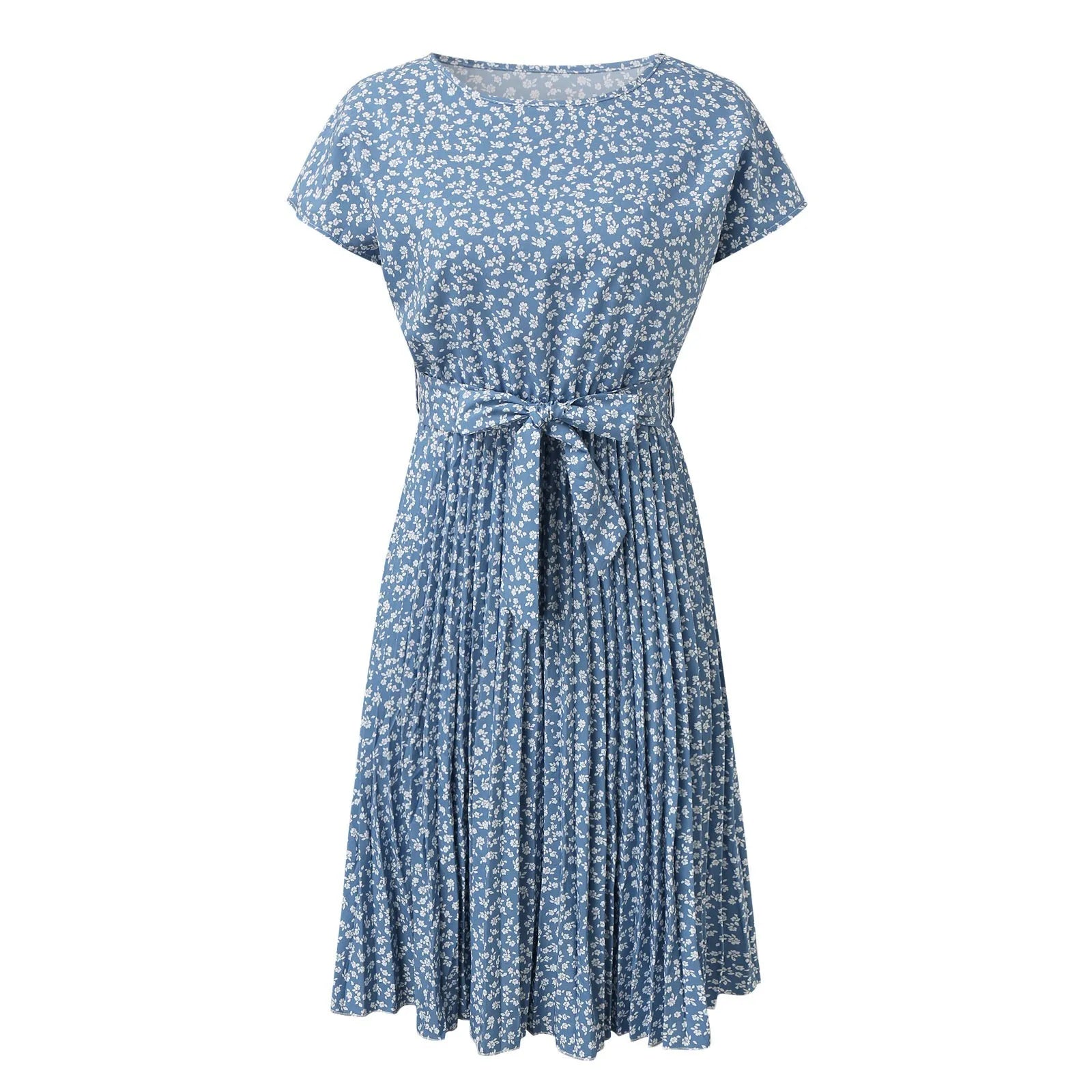 Élodie™ | Robe Midi Fleurie d'Été avec Ceinture