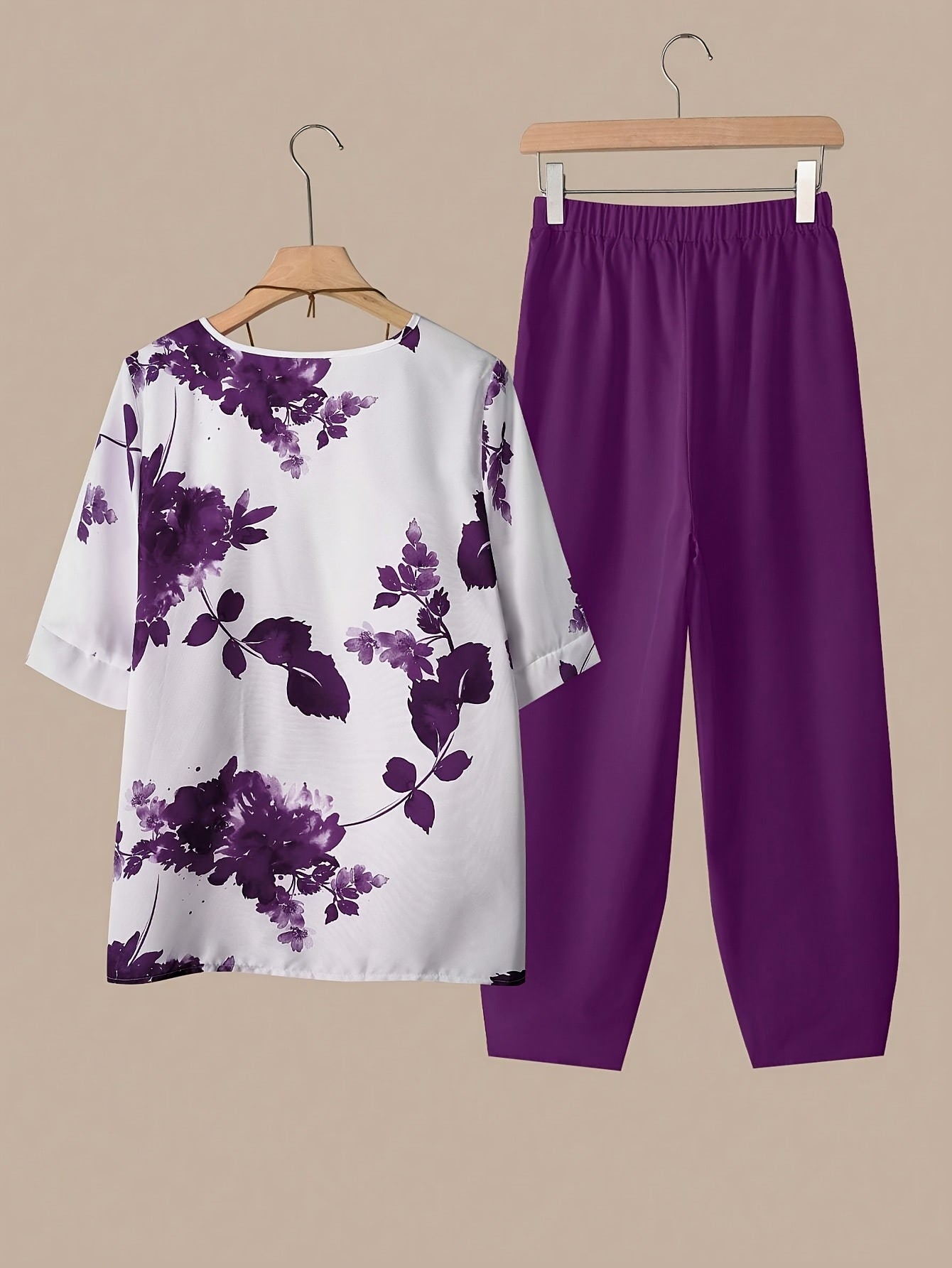 Amara™ | Ensemble Haut Manches Courtes et Pantalon Imprimé Fleurs – Look Élégant Printemps/Automne