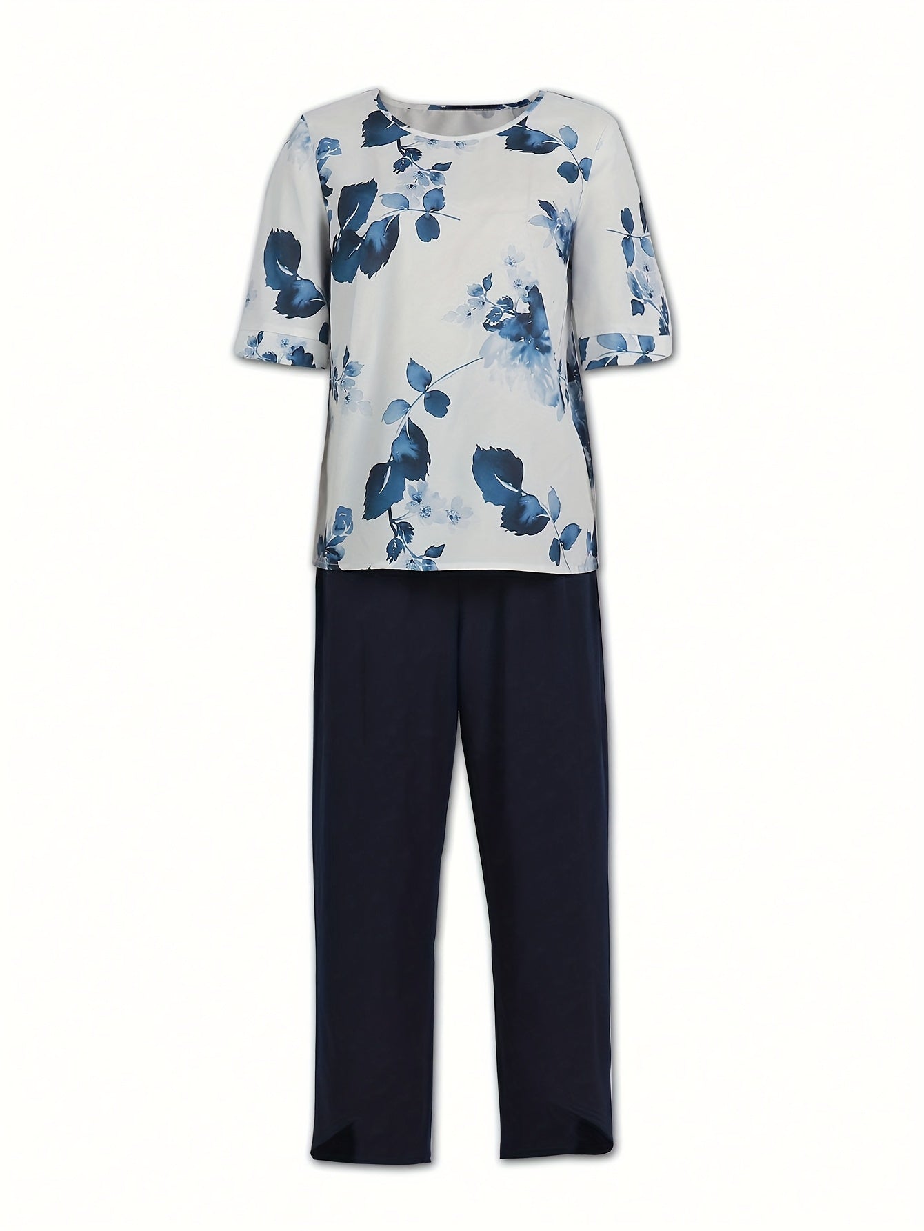 Amara™ | Ensemble Haut Manches Courtes et Pantalon Imprimé Fleurs – Look Élégant Printemps/Automne