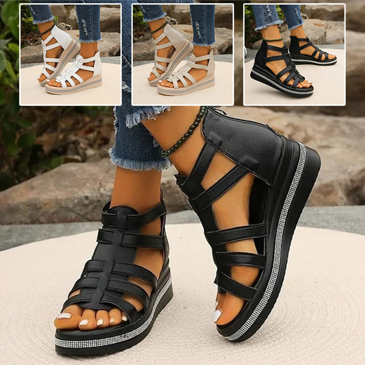 Talon™ | Sandales à strass avec semelle compensée