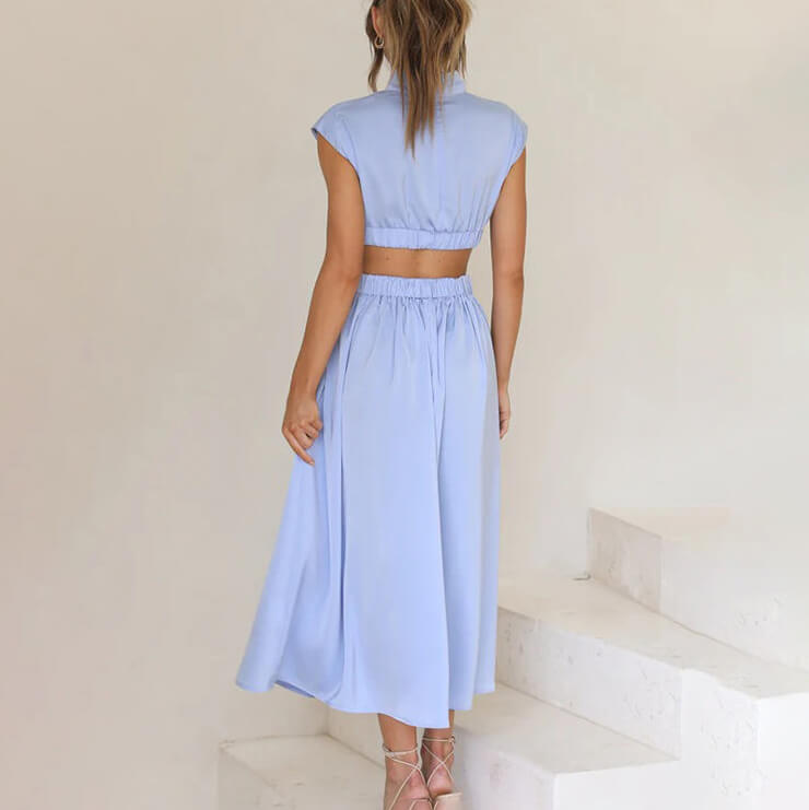 Emilia - Élégante robe à décolleté haut