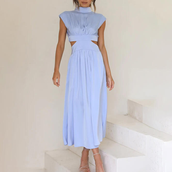 Emilia - Élégante robe à décolleté haut